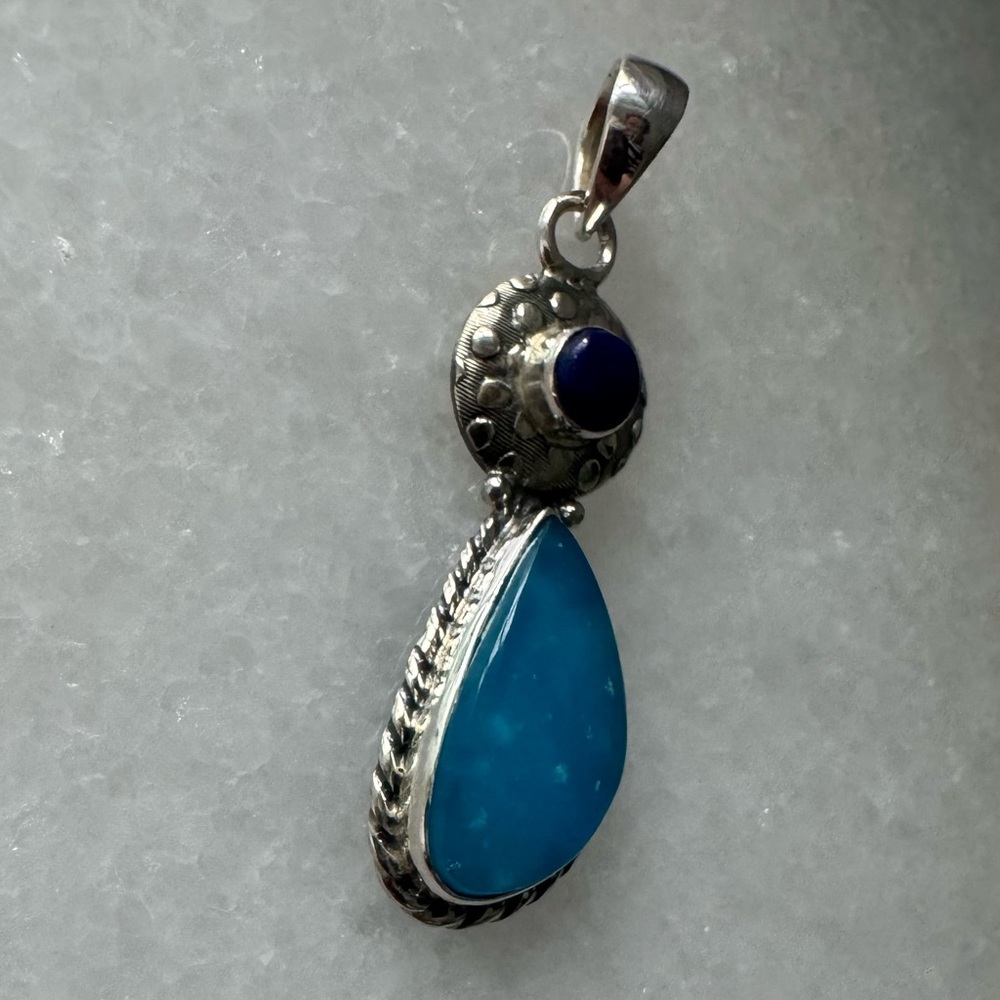 NWOT Sundance Santorini Pendant, Lapis Lazuli, Zinc Spar, Sterling Silver - Picture 3 of 4